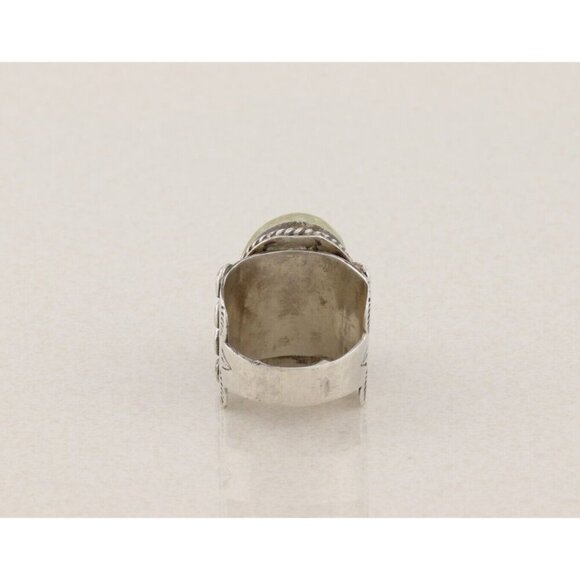 Sterling Silver Natural Green Turquoise Ring Size 9 Signed M - Picture 8 of 9